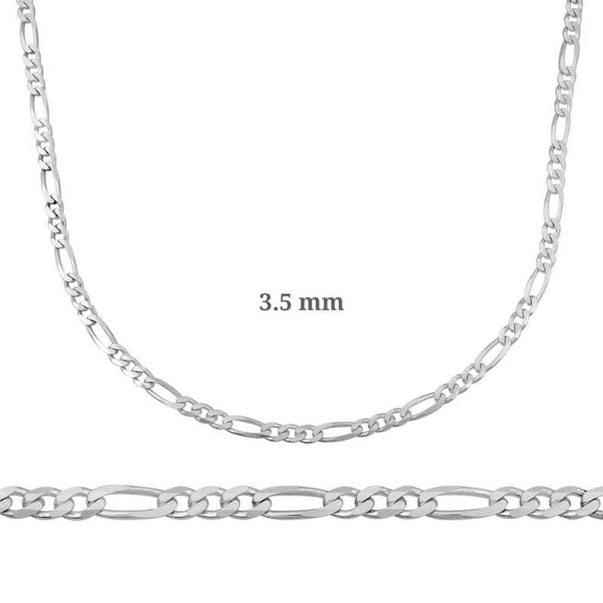3.5 mm Gümüş Figaro Zincir - 100 mikron