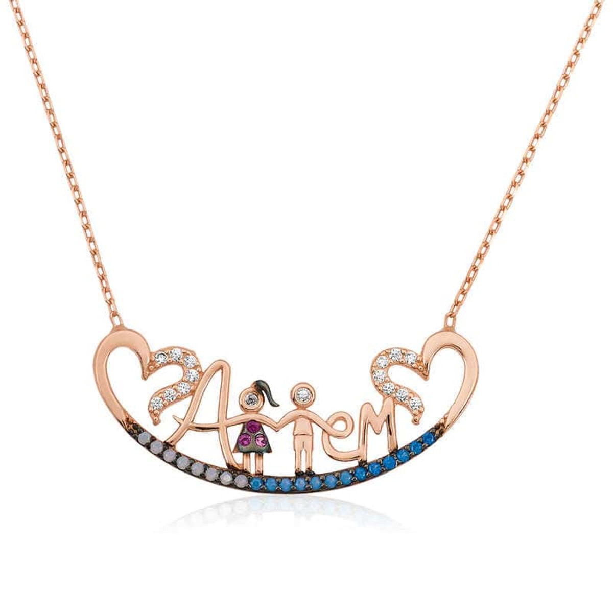 Gümüş Rose Annem Yazılı Bayan Kolye